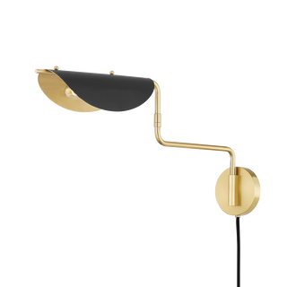SUFFIELD Plug-in Sconce with Aged Brass/soft Black Finish