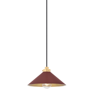 Clivedon Pendant with AGED BRASS/SOFT CRIMSON Finish