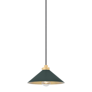 Clivedon Pendant with AGED BRASS/SOFT STUDIO GREEN Finish