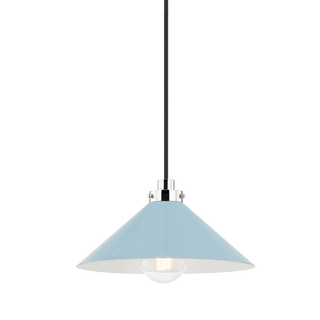 CLIVEDON Pendant with Polished Nickel/blue Bird Finish
