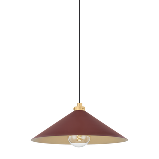Clivedon Pendant with AGED BRASS/SOFT CRIMSON Finish