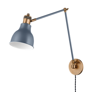 MAKIN Plug-in Sconce with Patina Brass/Slate Blue Finish