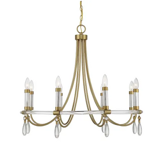 Mayfair 8-Light Chandelier in Warm Brass and Chrome
