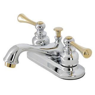 English Vintage 4 Inch Centerset Bathroom Faucet in Polished Chrome/Polished Brass