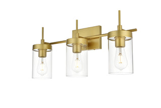 Benny 3 light Brass and Clear Bath Sconce
