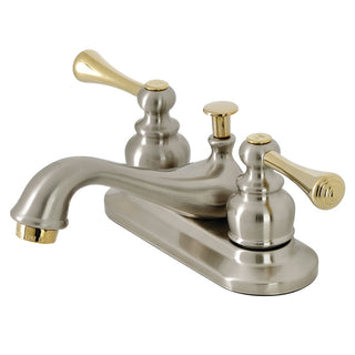 English Vintage 4 Inch Centerset Bathroom Faucet in Brushed Nickel/Polished Brass