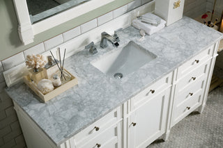 60 Inch Brittany Freestanding Vanity in Bright White / Carrara White Top