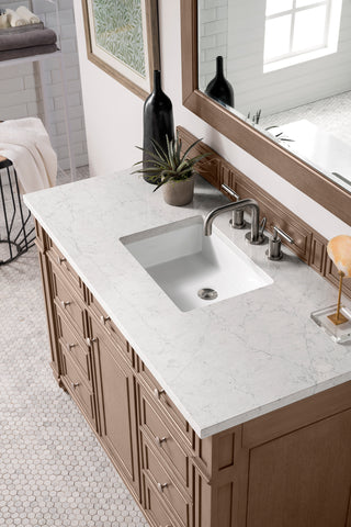 48 Inch Bristol Freestanding Vanity in Whitewashed Walnut / Eternal Jasmine Pearl Top