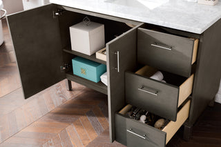 48 Inch Metropolitan Dual Mount Vanity in Silver Oak / Carrara White Top