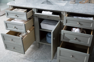 60 Inch Brittany Freestanding Vanity in Urban Gray / Carrara White Top
