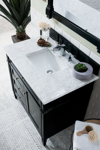 36 Inch Brittany Freestanding Vanity in Black Onyx / Carrara White Top