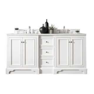 73.25 Inch De Soto Freestanding Vanity in Bright White / Arctic Fall Solid Surface Top