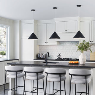 R Series 1-Light Cord Hung Wide Cone Satin Black