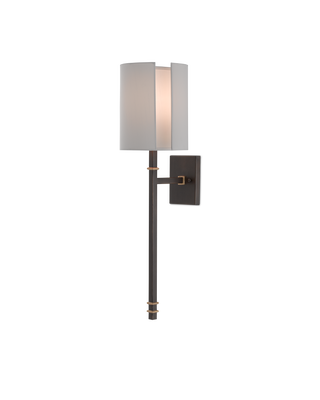 Rocher Bronze Wall Sconce, White Shade