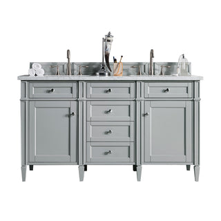 60 Inch Brittany Freestanding Vanity in Urban Gray / Carrara White Top