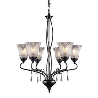 Nouveau 24'' Wide 6-Light Chandeliers - Black Chrome