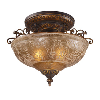 Restoration 19'' Wide 3-Light Semi Flush Mount - Antique Golden Bronze