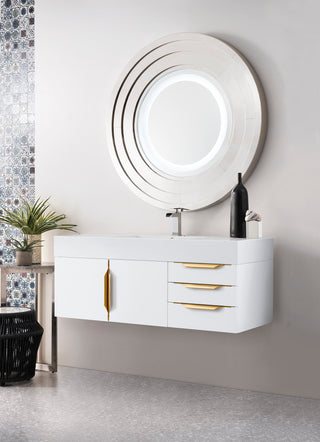 48 Inch Columbia Floating Vanity in Glossy White / Glossy White Top