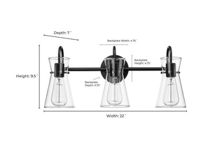 Camellia 3-Light Vanity Matte Black