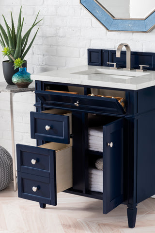 30 Inch Brittany Freestanding Vanity in Victory Blue / Eternal Jasmine Pearl Top