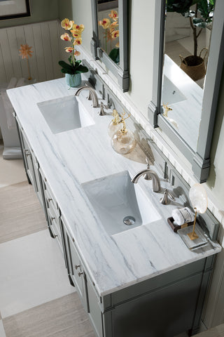 72 Inch Brittany Freestanding Vanity in Urban Gray / Arctic Fall Solid Surface Top