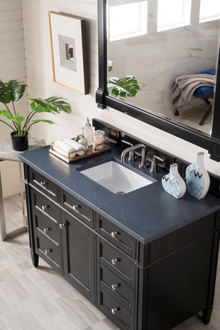 48 Inch Brittany Freestanding Vanity in Black Onyx / Charcoal Soapstone Top
