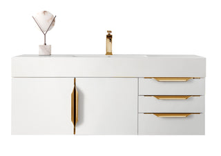 48 Inch Columbia Floating Vanity in Glossy White / Glossy White Top