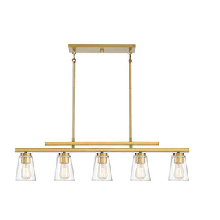 Calhoun 5-Light Linear Chandelier in Warm Brass Warm Brass