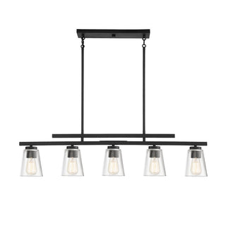 Calhoun 5-Light Linear Chandelier in Matte Black Matte Black