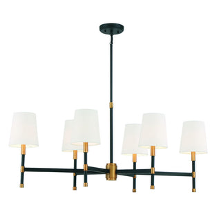 Brody 6-Light Linear Chandelier in Matte Black with Warm Brass Accents Matte Black with Warm Brass Accents