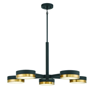 Ashor 5-Light LED Chandelier in Matte Black with Warm Brass Accents Matte Black with Warm Brass Accents