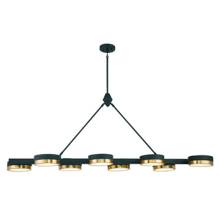 Ashor 8-Light LED Linear Chandelier in Matte Black with Warm Brass Accents Matte Black with Warm Brass Accents