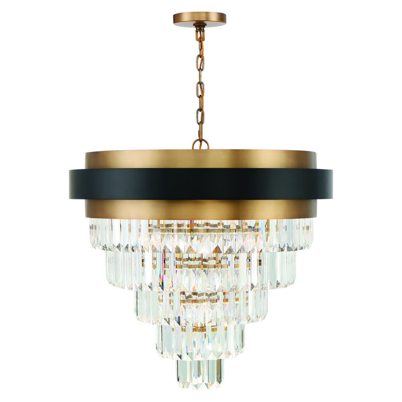 Marquise 9-Light Chandelier in Matte Black with Warm Brass Accents Matte Black with Warm Brass Accents