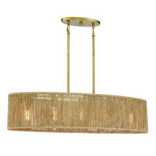 Ashe 5-Light Oval Chandelier in Warm Brass and Rope Warm Brass and Rope