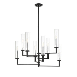 Folsom 8-Light Adjustable Chandelier in Matte Black with Polished Chrome Accents Matte Black with Polished Chrome Accents