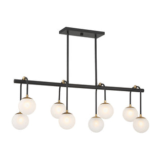 Couplet 8-Light Linear Chandelier in Matte Black with Warm Brass Accents Matte Black with Warm Brass