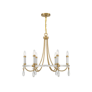 Mayfair 6-Light Chandelier in Warm Brass and Chrome Warm Brass and Chrome