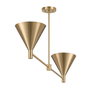 Pharos 2-Light Linear Chandelier in Noble Brass by Breegan Jane