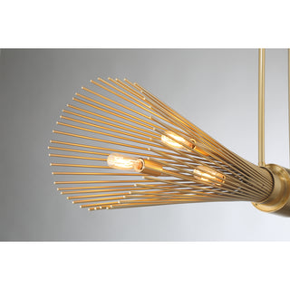 Longfellow 6-Light Linear Chandelier in Burnished Brass