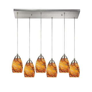 Vortex 30'' Wide 6-Light Pendant - Satin Nickel