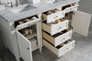 60 Inch Brittany Freestanding Vanity in Bright White / Carrara White Top