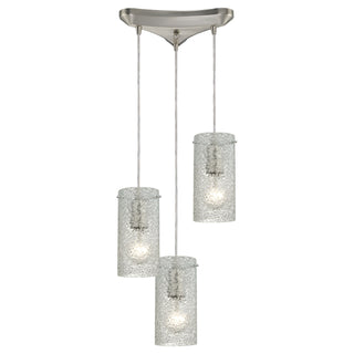 Ice Fragments 10'' Wide 3-Light Pendant - Satin Nickel and Clear Glass