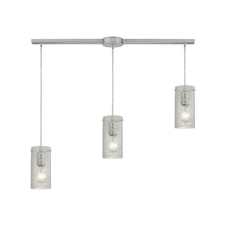 Ice Fragments 36'' Wide 3-Light Slim Pendant - Satin Nickel and Clear Glass