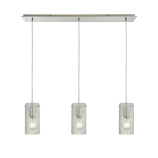 Ice Fragments 36'' Wide 3-Light Pendant - Satin Nickel and Clear Glass