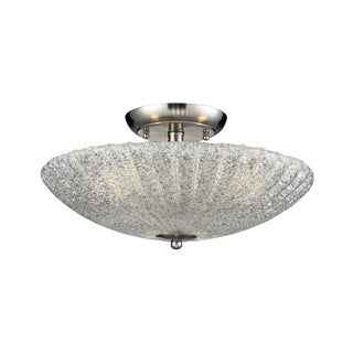 Luminese 16'' Wide 3-Light Semi Flush Mount - Satin Nickel