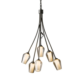 Flora 6 Arm Chandelier Dark Smoke / Seeded Glass with Opal Diffuser (ZS)