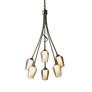 Flora 6 Arm Chandelier Dark Smoke / Seeded Glass with Opal Diffuser (ZS)