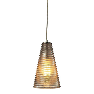 Ribbed Glass 6'' Wide 1-Light Mini Pendant - Satin Nickel