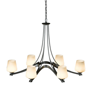 Oval Ribbon 6 Arm Chandelier Dark Smoke / Opal Glass (GG)