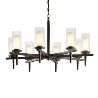 Constellation 8 Arm Chandelier Dark Smoke / Clear Glass with Opal Diffuser (ZU)